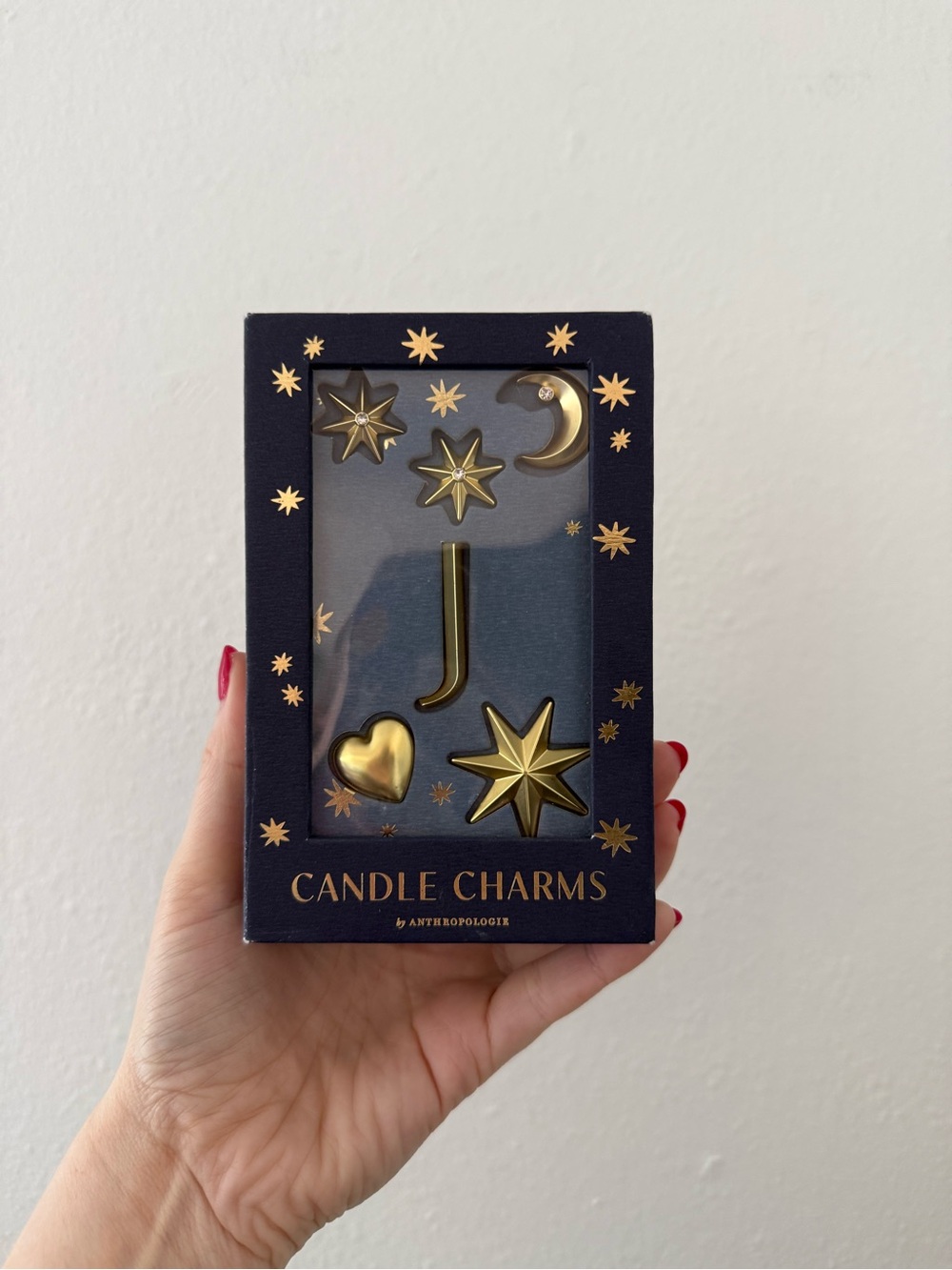 Anthropologie Gold Star & Moon Candle Charms Set Letter ‘J’